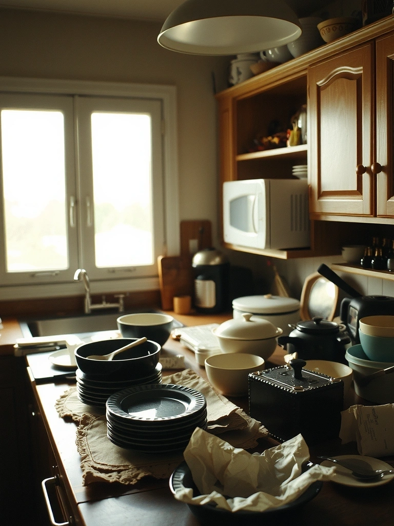 Chaotische Küchenlandschaft am Morgen